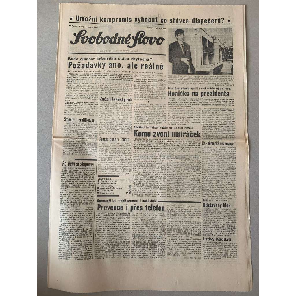 Svobodné slovo (7.1.1992) - staré noviny