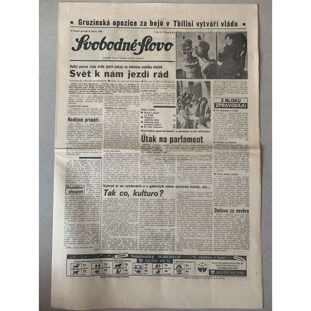 Svobodné slovo (6.1.1992) - staré noviny