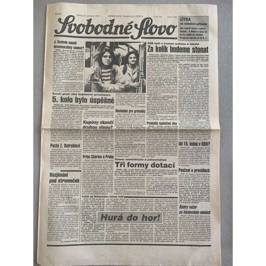 Svobodné slovo (23.12.1992) - staré noviny