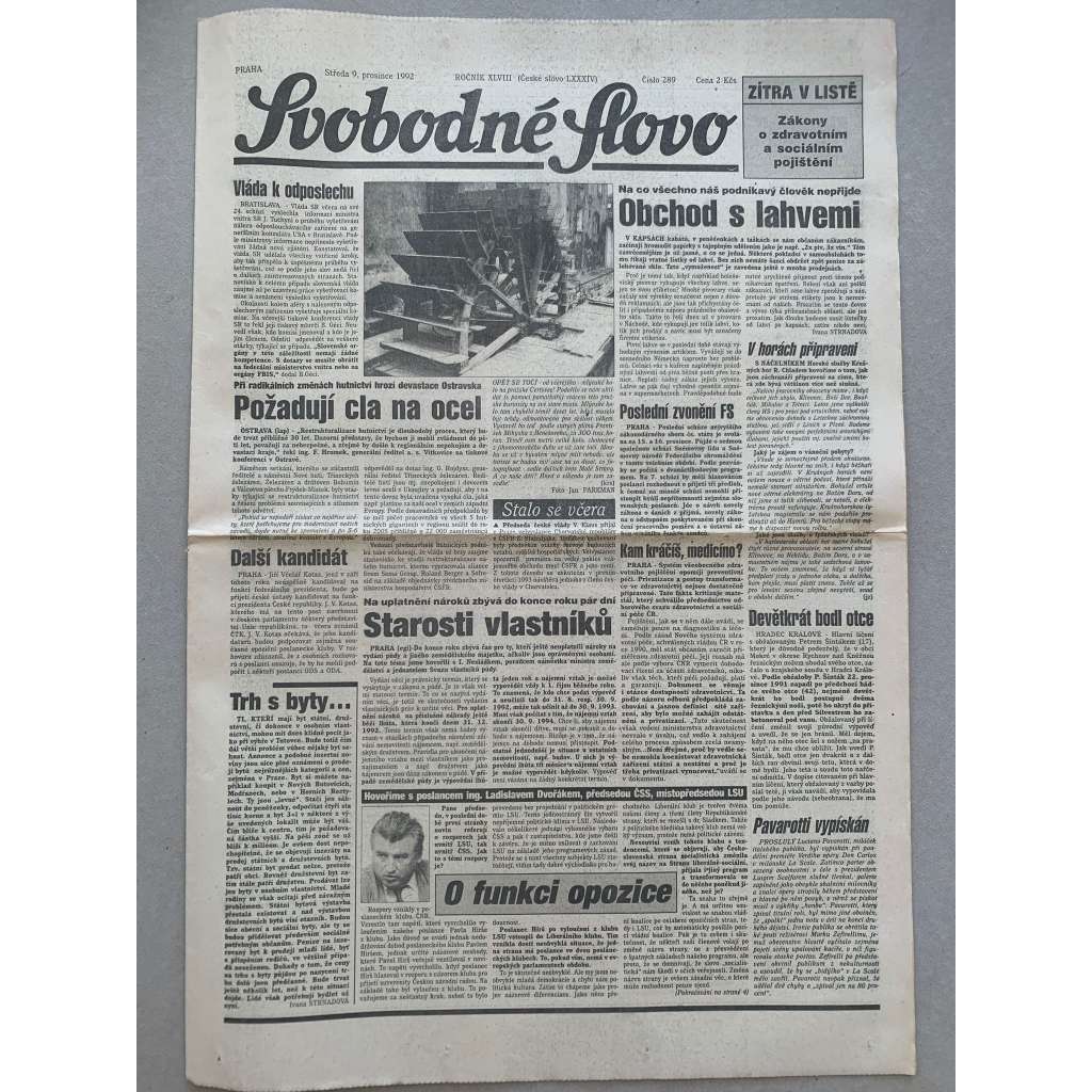 Svobodné slovo (8.12.1992) - staré noviny