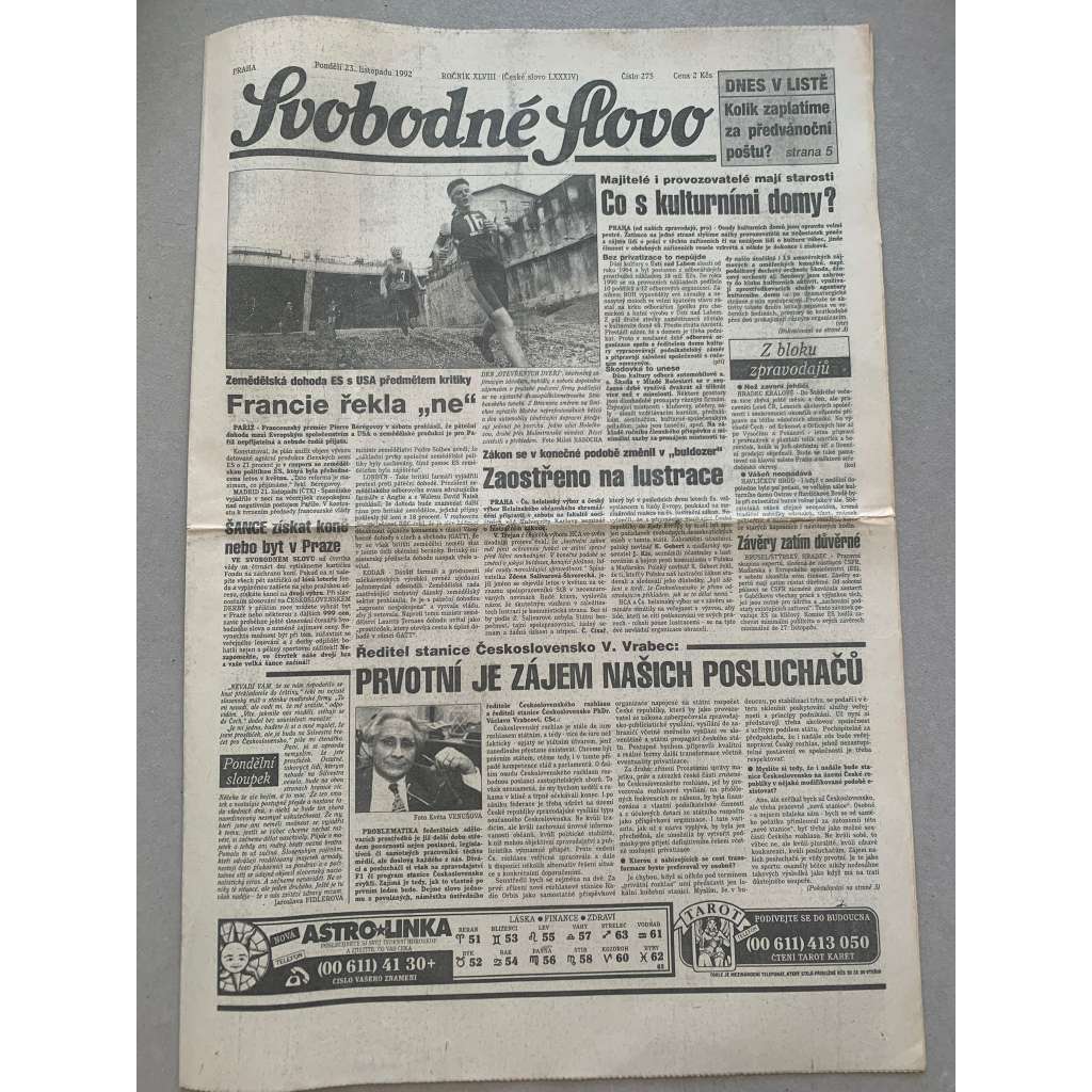 Svobodné slovo (23.11.1992) - staré noviny