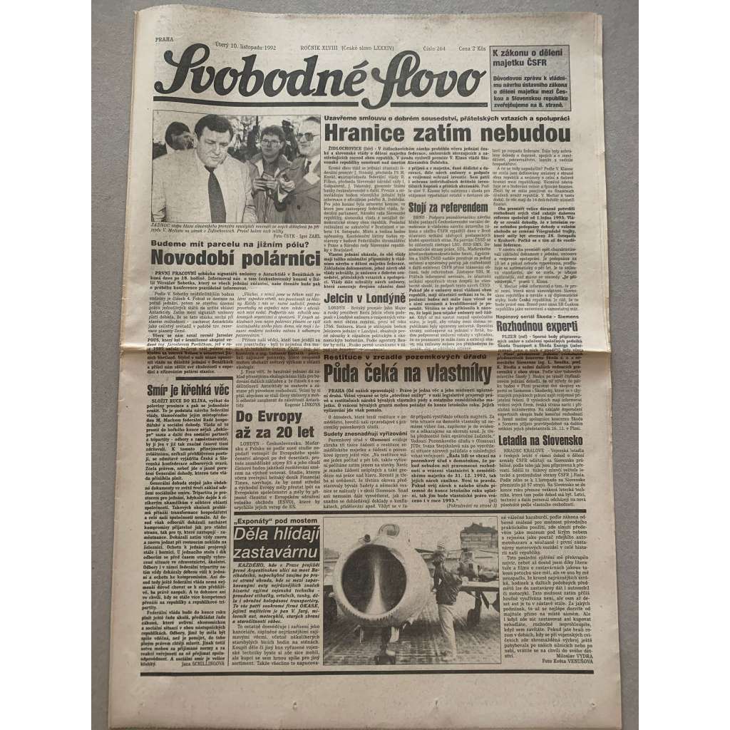 Svobodné slovo (10.11.1992) - staré noviny