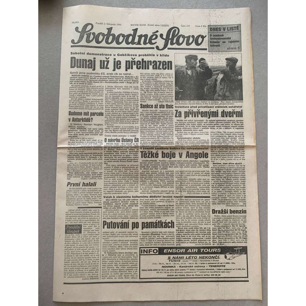 Svobodné slovo (2.11.1992) - staré noviny