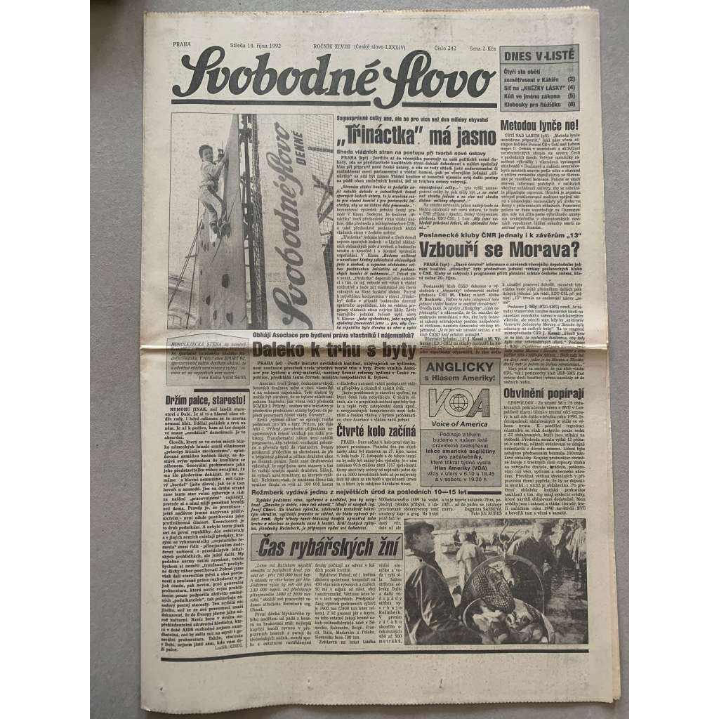 Svobodné slovo (14.11.1992) - staré noviny