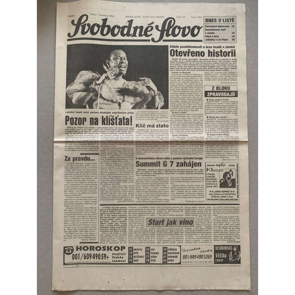 Svobodné slovo (7.7.1992) - staré noviny