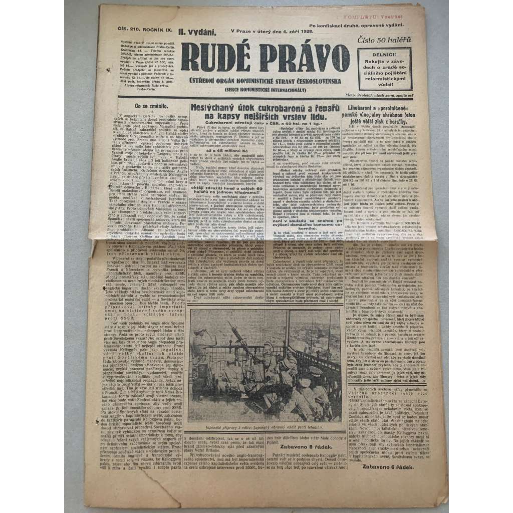 Rudé právo (4.9.1928) - 1. republika, staré noviny