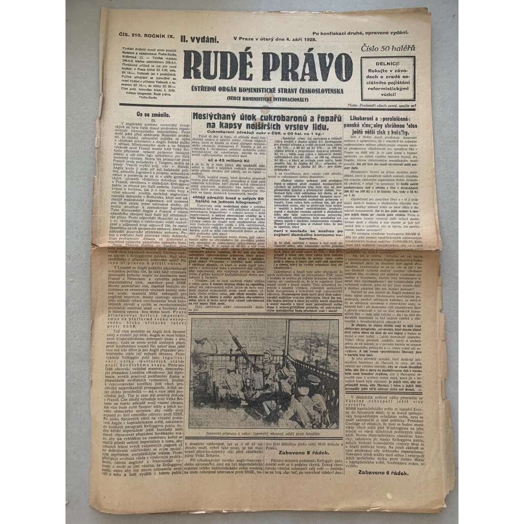 Rudé právo (4.9.1928) - 1. republika, staré noviny