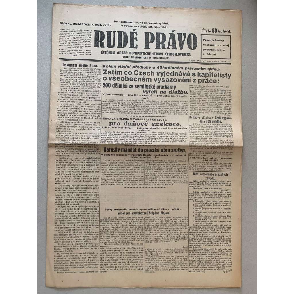 Rudé právo (28.10.1931) - 1. republika, staré noviny Rudé právo (28.10.1931) - 1. republika, staré noviny
