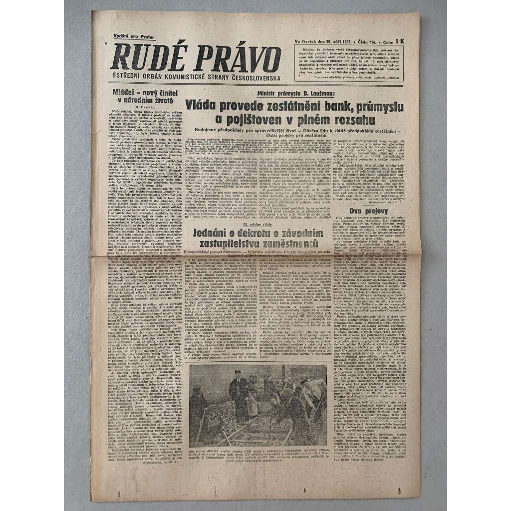Rudé právo (20.9.1945) - 1. republika, staré noviny Rudé právo (20.9.1945) - 1. republika, staré noviny
