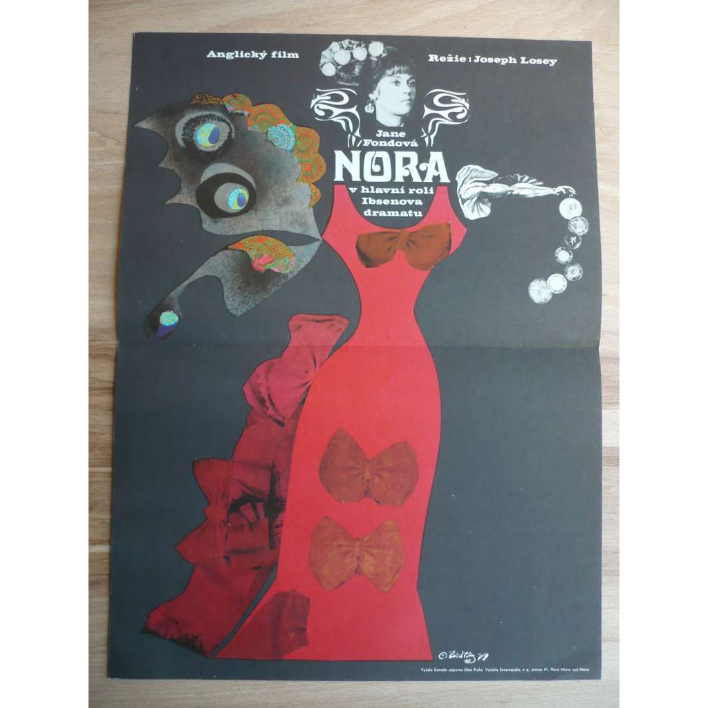 Nora (filmový plakát, film Velká Británie 1973, režie Joseph Losey, hrají Edward Fox, Jane Fonda)