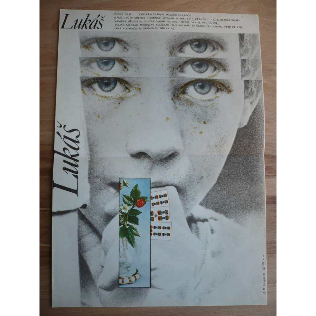Lukáš (filmový plakát, film ČSSR 1982, režie Otakar Kosek, hrají: Daniel Vychopeň, Stanislav Tříska, Ján Mistrík)