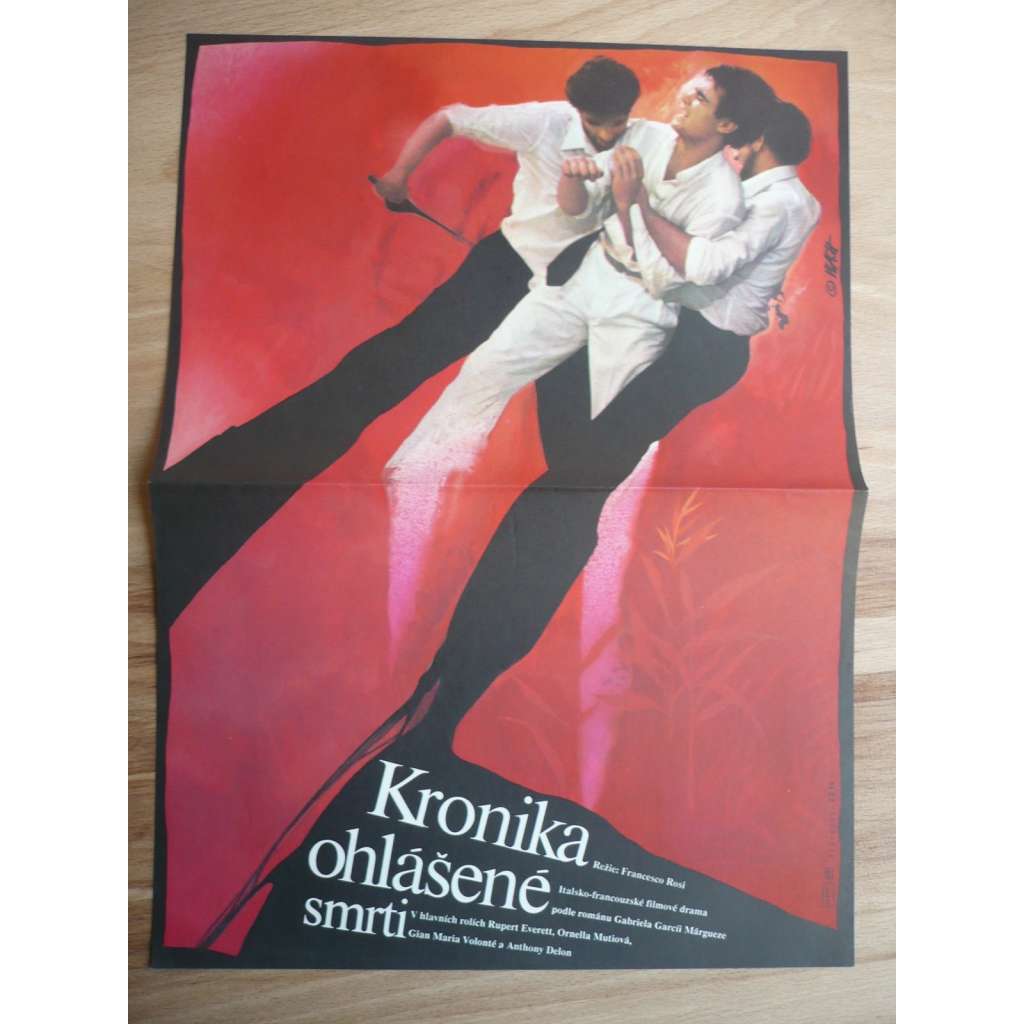 Kronika ohlášené smrti (filmový plakát, film Itálie-Francie 1987, režie Francesco Rosi, Hrají: Rupert Everett, Ornella Muti, Gian Maria Volonté)