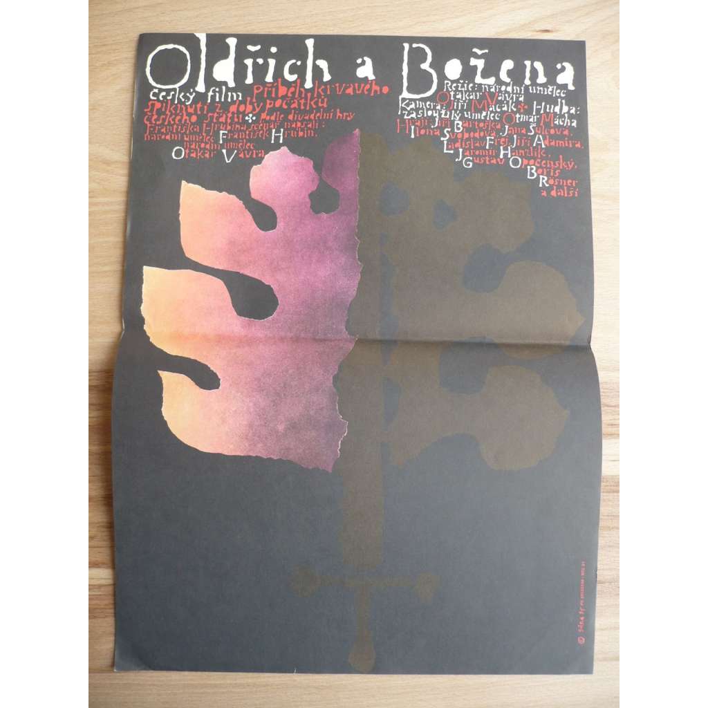 Oldřich a Božena (filmový plakát, film ČSSR 1984, režie Otakar Vávra, Hrají: Jiří Bartoška, Vladimír Kratina, Ilona Svobodová)