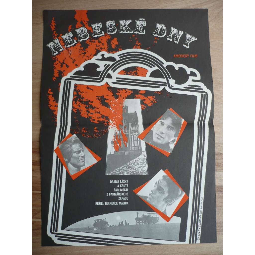 Nebeské dny (filmový plakát, film USA 1978, režie Terrence Malick, Hrají: Richard Gere, Brooke Adams, Sam Shepard)