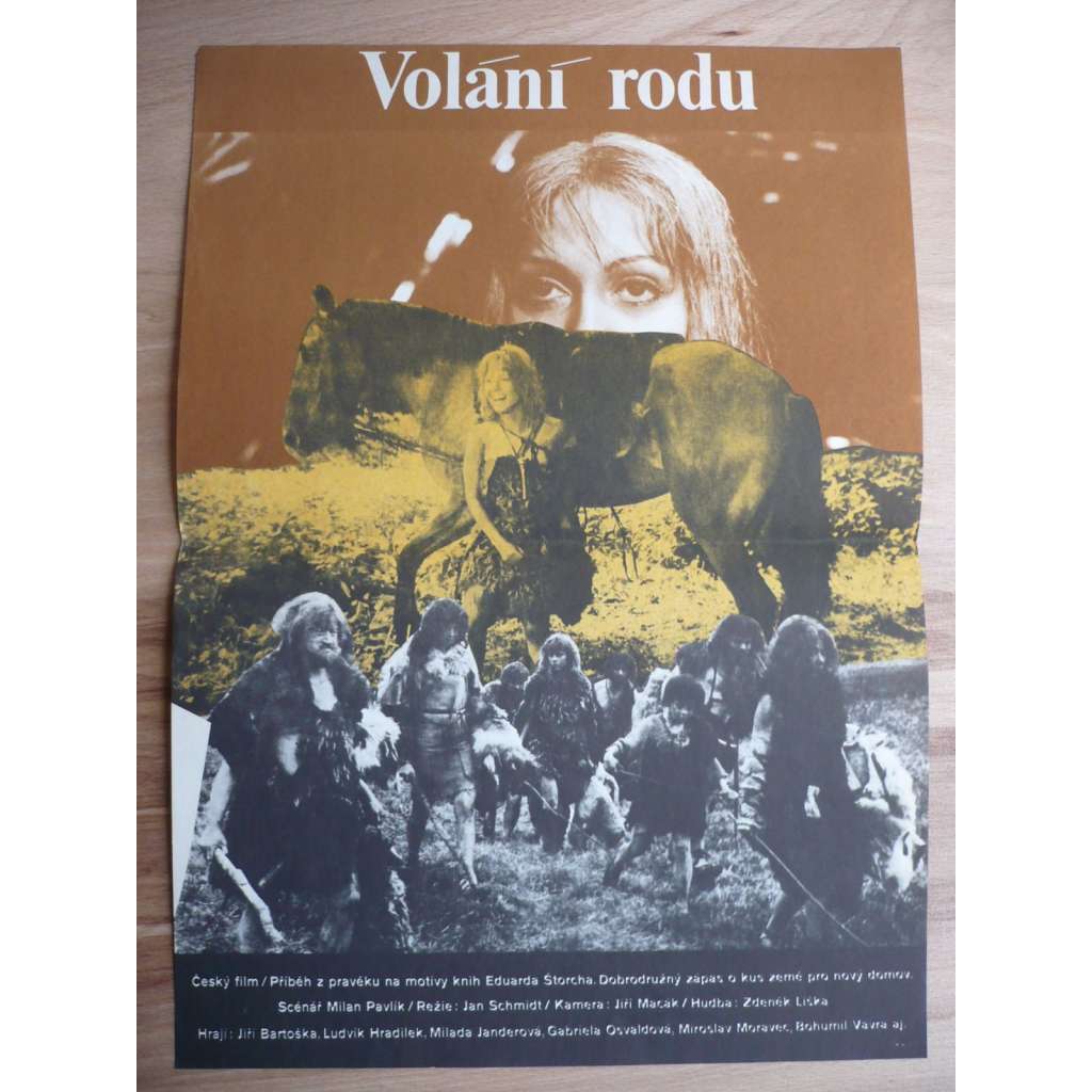 Volání rodu (filmový plakát, film ČSSR 1977, režie Jan Schmidt, Hrají: Jiří Bartoška, Ludvík Hradilek, Gabriela Osvaldová)