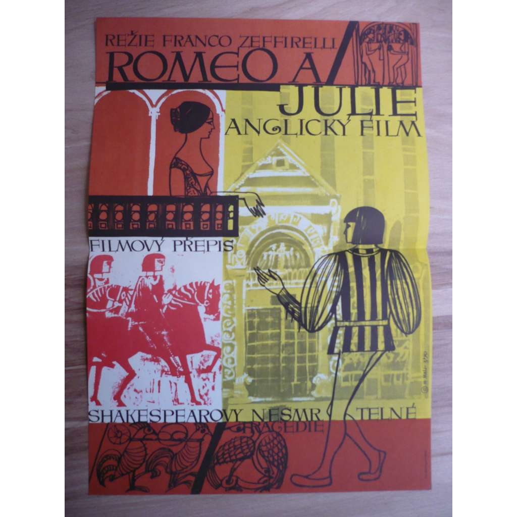 Romeo a Julie (filmový plakát, film VB 1968, režie Franco Zeffirelli, Hrají: Leonard Whiting, Olivia Hussey, John McEnery)