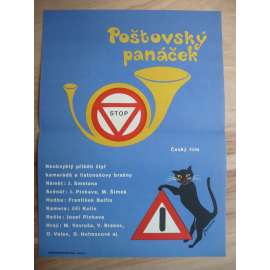 Poštovský panáček (filmový plakát, film ČSSR 1974, režie Josef Pinkava, Hrají: Michal Vavruša, Karel Polášek, Jiří Smejkal)