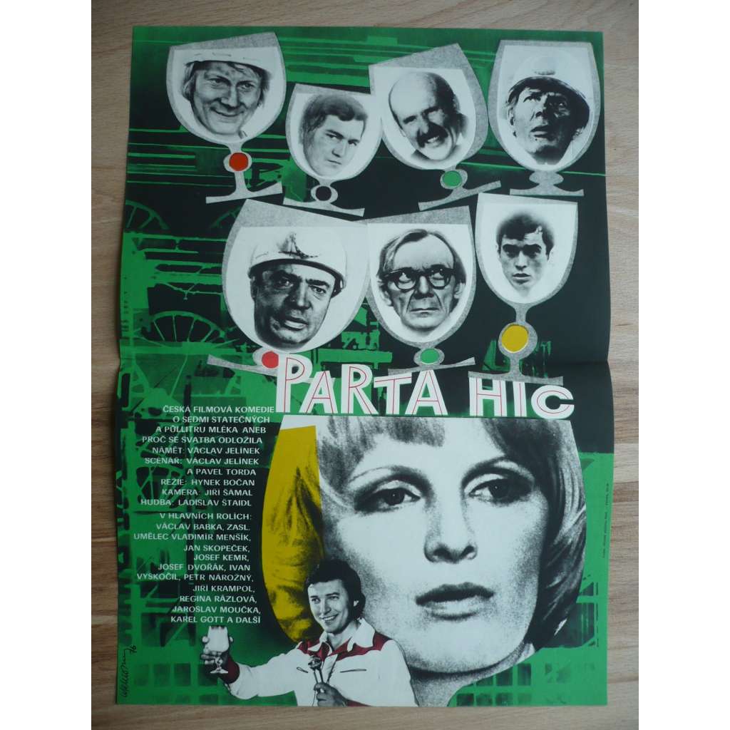 Parta hic (filmový plakát, film USA 1976, režie Hynek Bočan, Hrají: Václav Babka, Vladimír Menšík, Jan Skopeček)