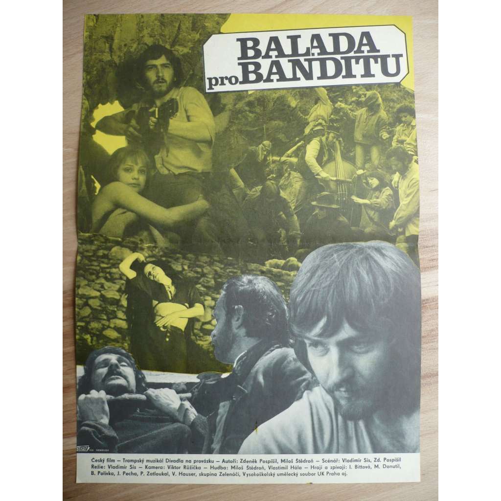 Balada pro banditu (filmový plakát, film ČSSR 1978, režie Vladimír Sís, Hrají: Miroslav Donutil, Petr Maláč, Iva Bittová)