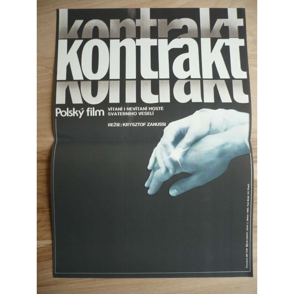 Kontrakt  (filmový plakát, film Polsko 1980, režie Krzysztof Zanussi, Hrají: Maja Komorowska, Tadeusz Łomnicki, Christine Paul-Podlasky)