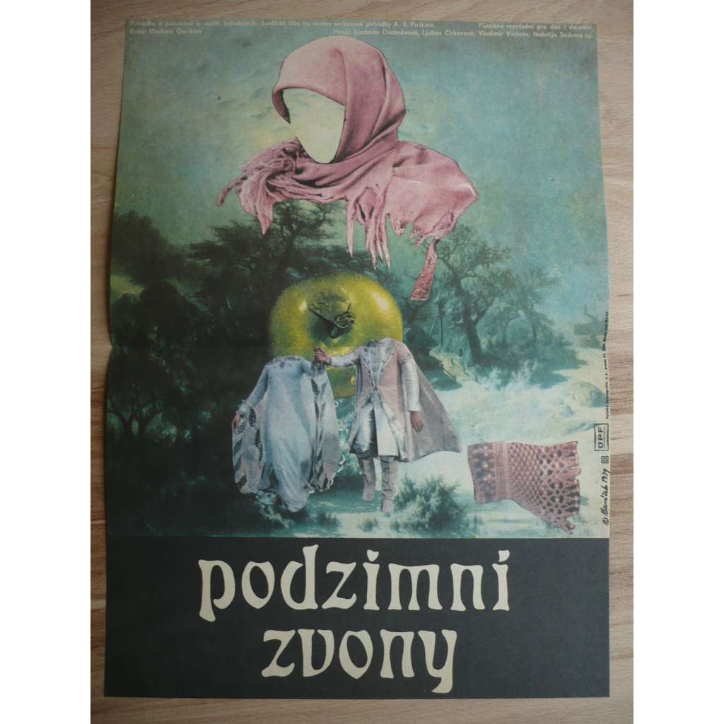 Podzimní zvony (filmový plakát, film SSSR 1978, režie Vladimir Gorikker, Hrají: Alexandr Kirillov, Irina Alfjorova)