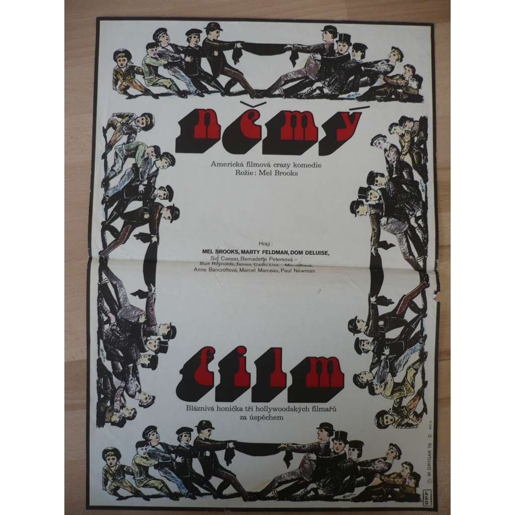 Němý film (filmový plakát, film USA 1976, režie Mel Brooks, Hrají: Mel Brooks, Marty Feldman, Dom DeLuise)