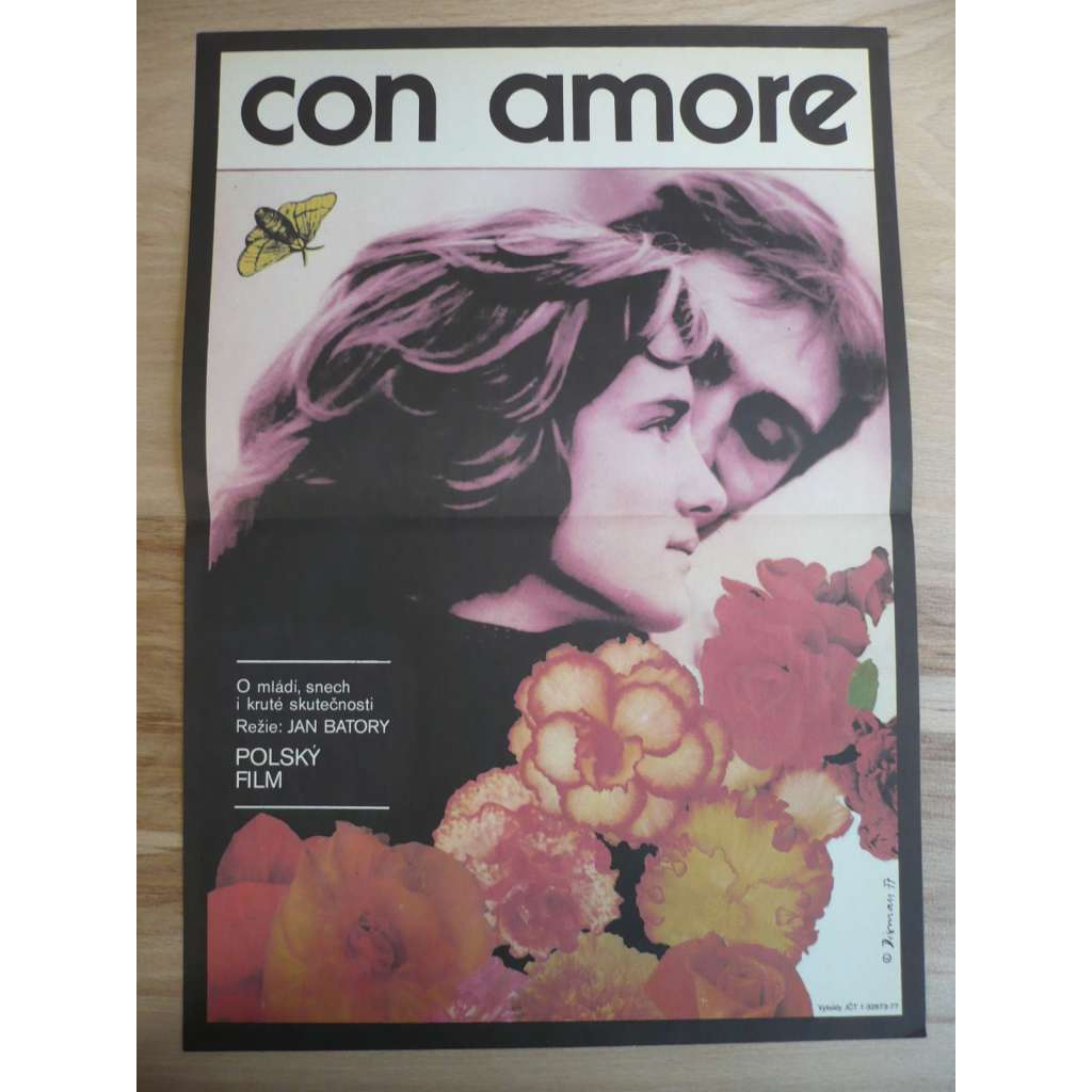 Con amore (filmový plakát, film Polsko 1976, režie Jan Batory, Hrají: Mirosław Konarowski, Joanna Szczepkowska, Zbigniew Zapasiewicz)