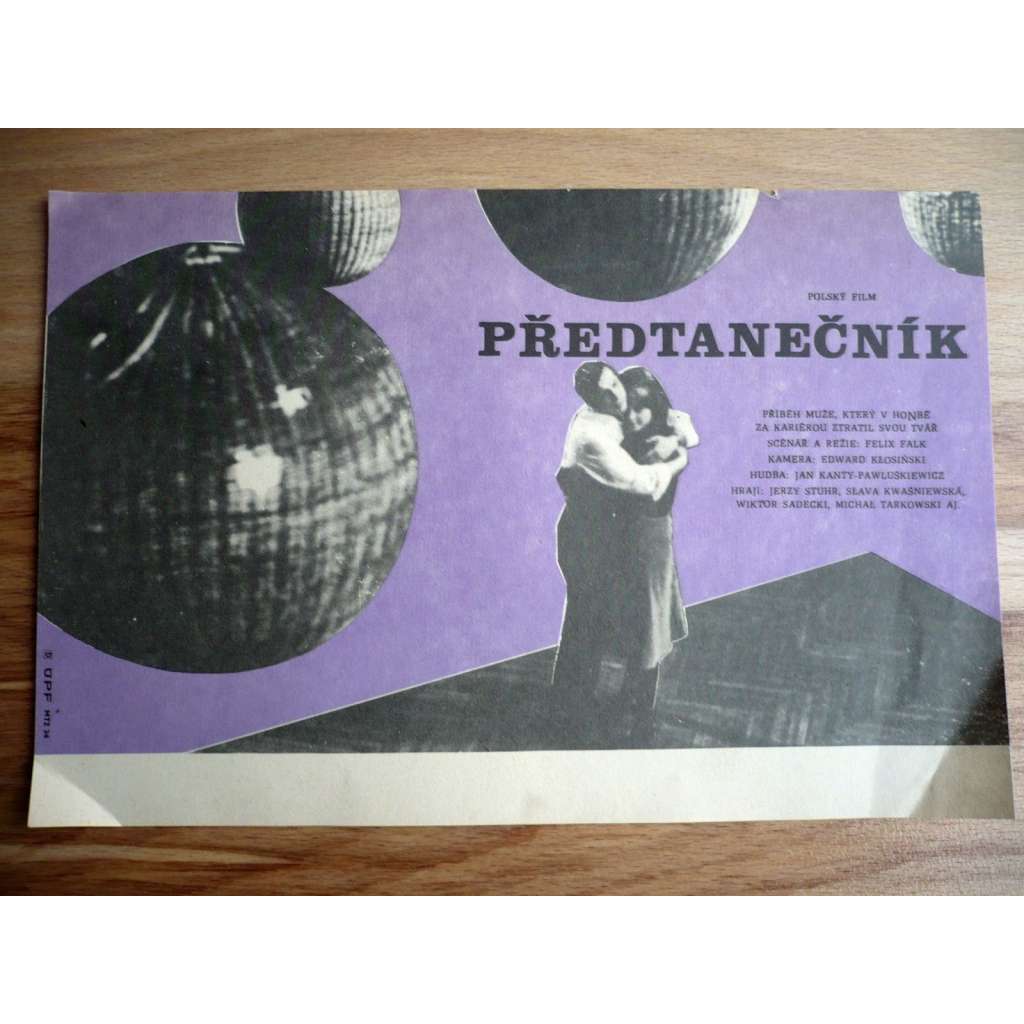 Předtanečník (filmový plakát, film Polsko 1978, režie Feliks Falk, Hrají: Jerzy Stuhr, Ryszard Kotys, Jana Švandová)
