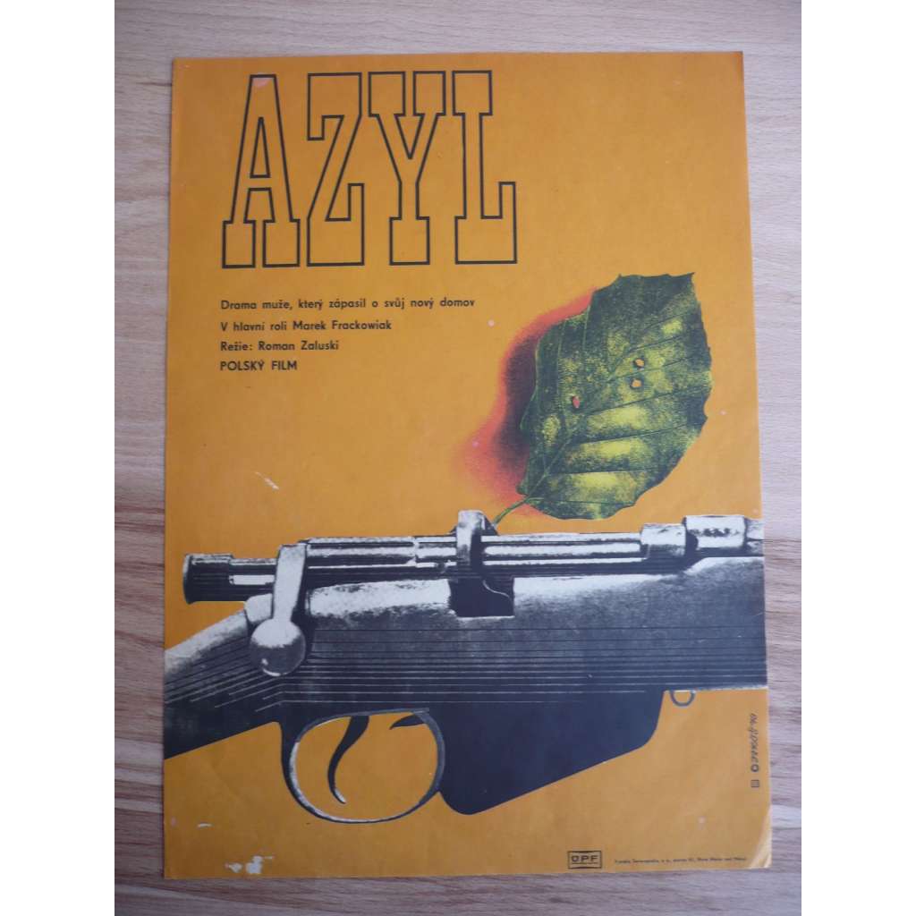 Azyl (filmový plakát, film Polsko 1978, režie Roman Załuski, Hrají: Maria Kaniewska, Rudolf Kowalski, Stanisław Michalski)