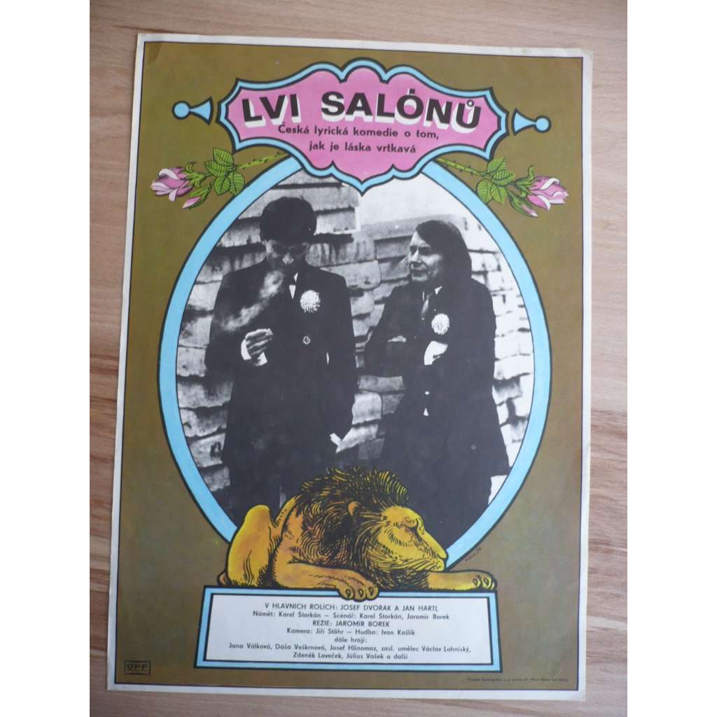 Lvi salónů (filmový plakát, film ČSSR 1978, režie Jaromír Borek, Hrají: Josef Dvořák, Jan Hartl, Jana Janěková)