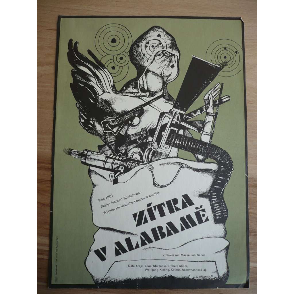 Zítra v Alabamě (filmový plakát, film SRN 1984, režie Norbert Kückelmann, Hrají: Maximilian Schell, Lena Stolze, Wolfgang Kieling)