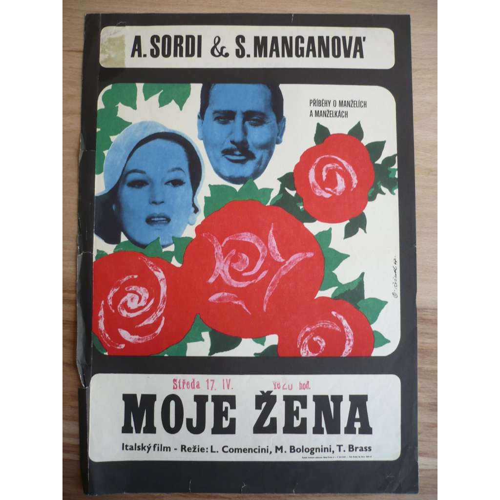 Moje žena (filmový plakát, film Itálie 1964, režie Mauro Bolognini, Hrají: Silvana Mangano, Alberto Sordi, Mino Doro)