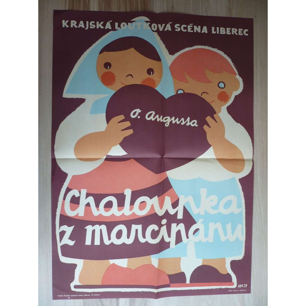 Chaloupka z marcipánu (plakát, loutkové představení, loutky, Krajská loutková scéna v Liberci, O. Augusta)