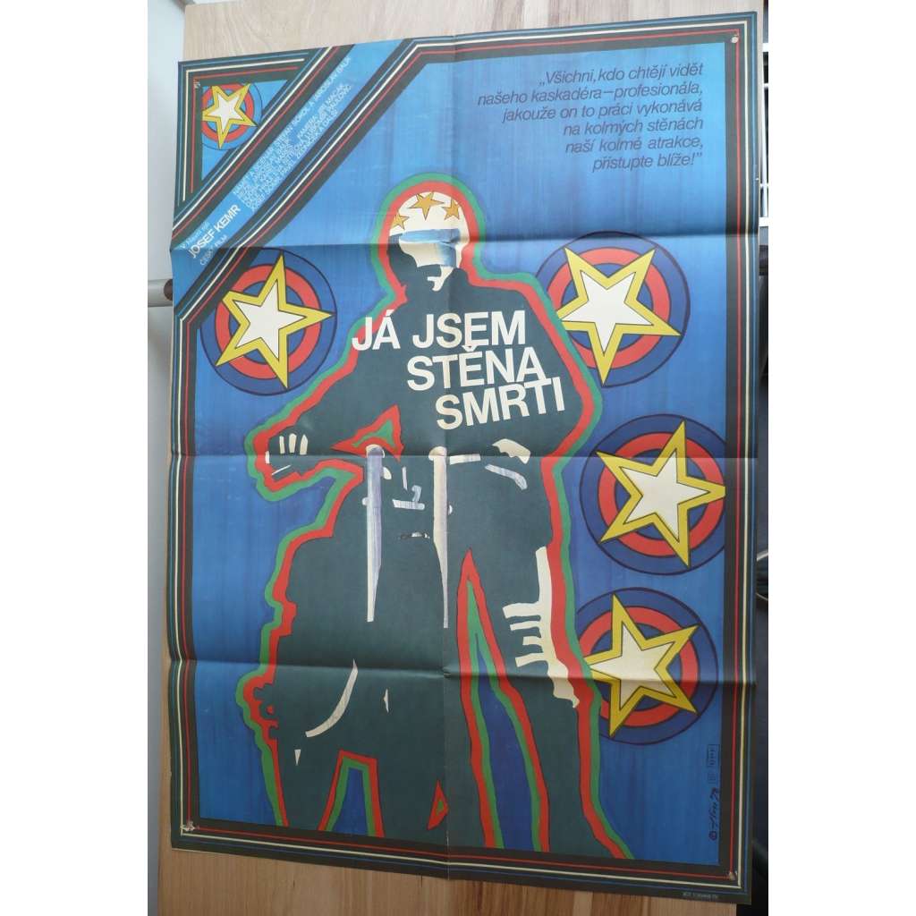 Já jsem Stěna smrti (filmový plakát, film ČSSR 1978, režie Jaroslav Balík, Hrají: Josef Kemr, Eva Sitteová, Ľubo Paulovič)
