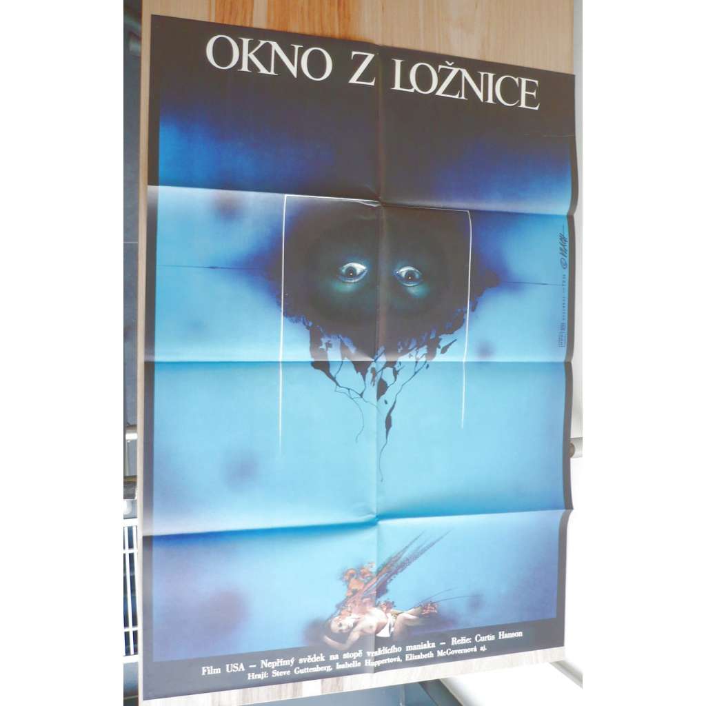 Okno z ložnice (filmový plakát, film USA 1987, režie Curtis Hanson, Hrají: Steve Guttenberg, Elizabeth McGovern, Isabelle Huppert)