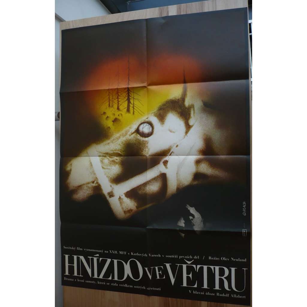 Hnízdo ve větru (filmový plakát, film SSSR 1981, režie Olev Neulandm hraje Rudolf Allabert)