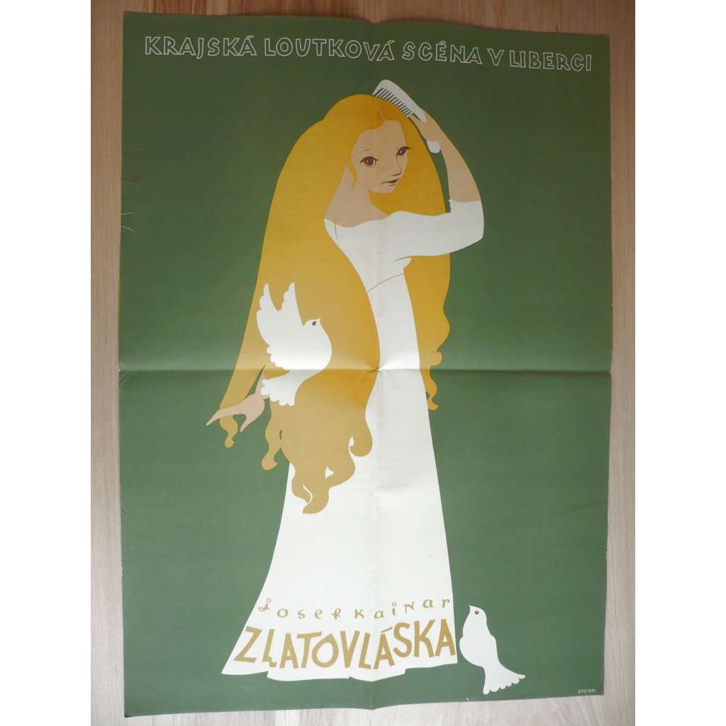 Zlatovláska (plakát, loutky, Krajská loutková scéna v Liberci, Josef Kainar)