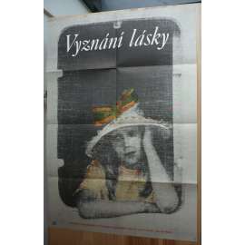 Vyznání lásky (filmový plakát, film SSSR 1978, režie Ilja Averbach, Hrají: Jurij Bogatyrjov, Stanislav Sokolov, Nikita Michajlovskij)