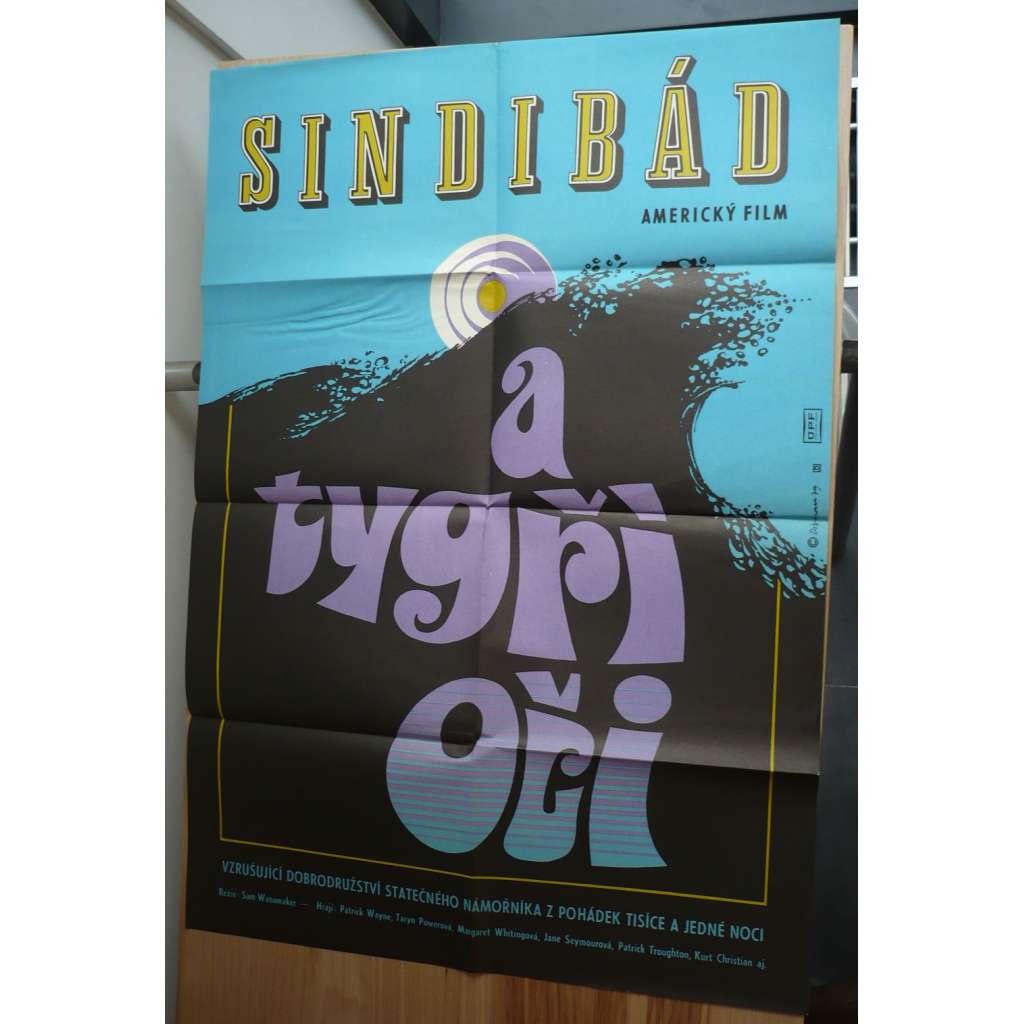 Sindibád a Tygří oči (filmový plakát, film Velká Británie/USA 1977, režie Sam Wanamaker, Hrají: Patrick Wayne, Taryn Power, Margaret Whiting, Jane Seymour, Jane Seymour)