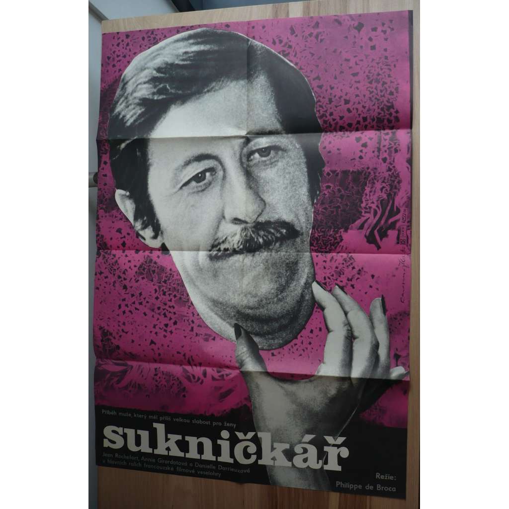 Sukničkář (filmový plakát, film Francie 1979, režie Philippe de Broca, Hrají: Jean Rochefort, Nicole Garcia, Jean Desailly)