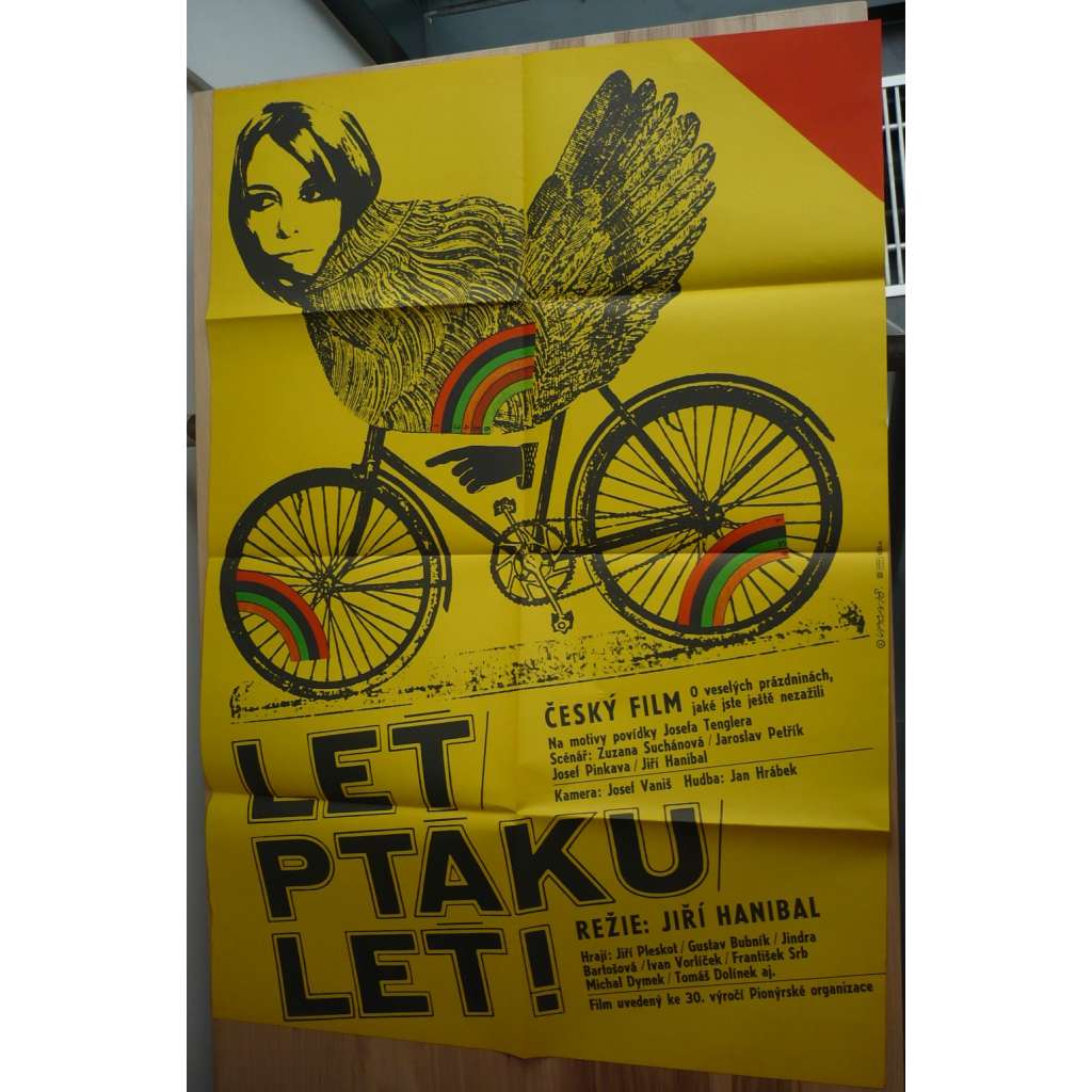Leť, ptáku, leť! (filmový plakát, film ČSSR 1978, režie Jiří Hanibal, Hrají: Jiří Pleskot, Gustav Bubník, Jindra Bartošová)