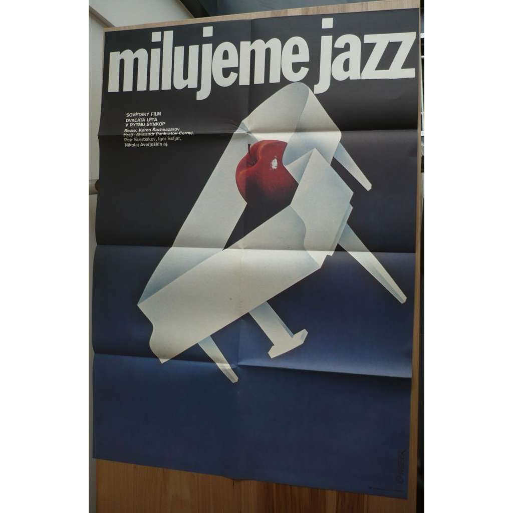 Milujeme jazz (filmový plakát, film SSSR 1983, režie Karen Šachnazarov, Hrají: Igor Skljar, Alexandr Pankratov-Čjornyj, Nikolaj Averjuškin)