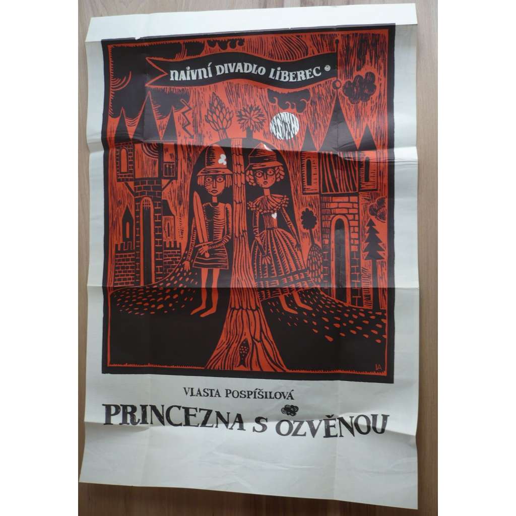 Princezna s ozvěnou (plakát, ČSSR, divadlo, Naivní divadlo Liberec, Vlasta Pospíšilová)