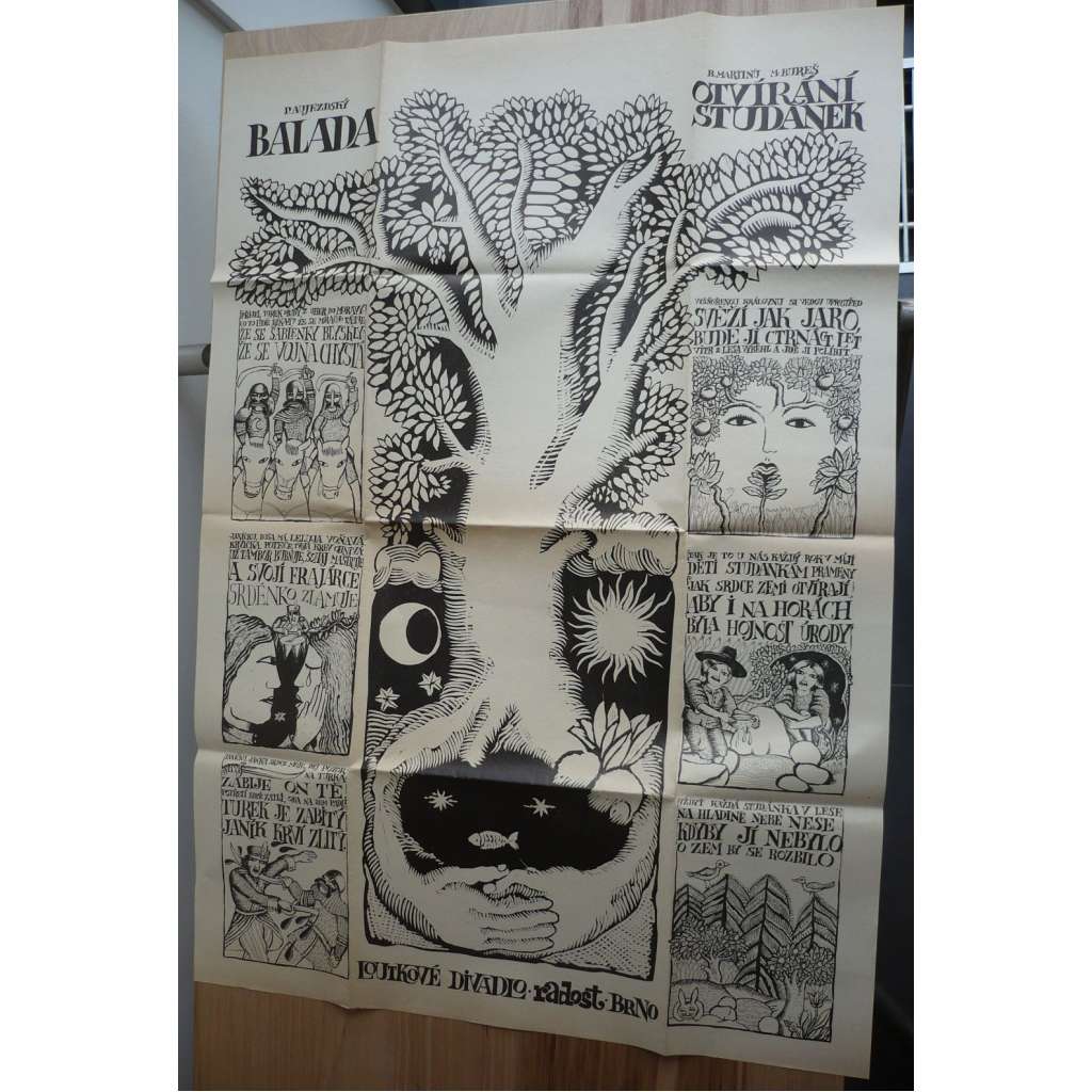 Balada / Otvírání studánek (plakát, ČSSR, P. Aujezdský, Lutkové divadlo Radost, Brno)