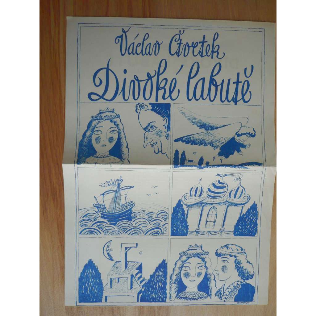 Divoké labutě (plakát, ČSSR, Václav Čtvrtek, 1985, Malé divadlo v Českých Budějovicích)