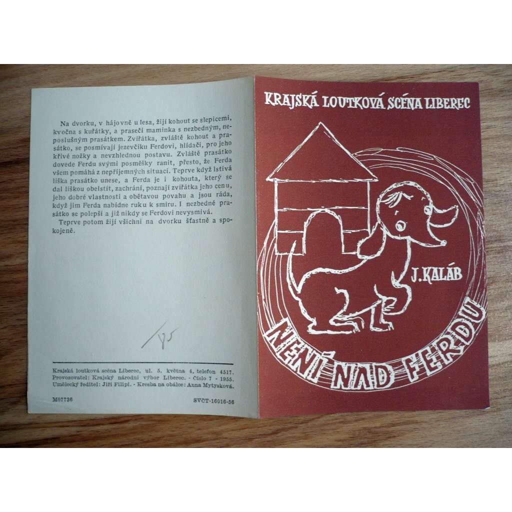 Není nad Ferdu (plakát, loutky, ČSSR 1955, Krajská loutková scéna Liberec, J. Kaláb)