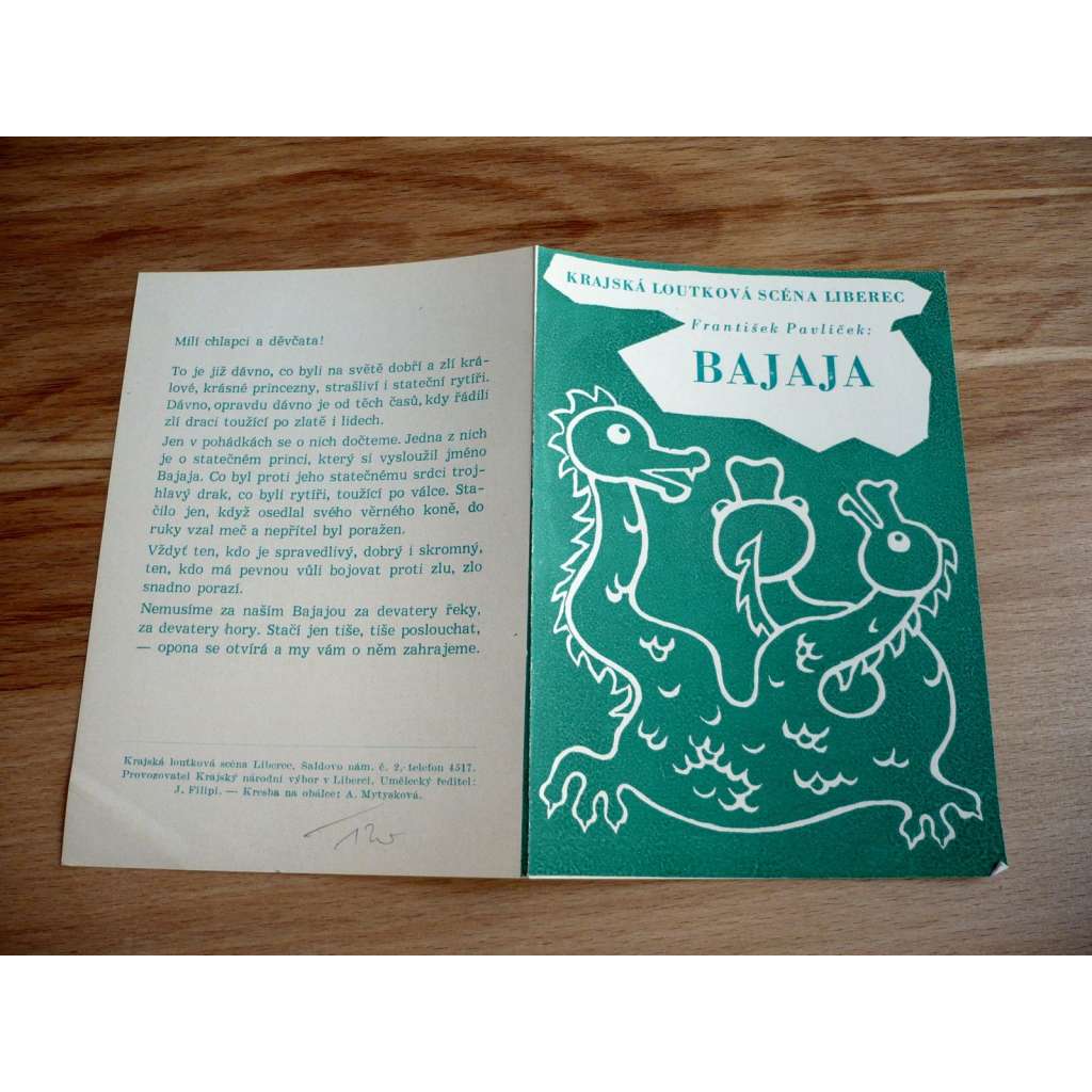 Bajaja (plakát, loutky, ČSSR, František Pavlíček, Krajská loutková scéna v Liberci, 1958)