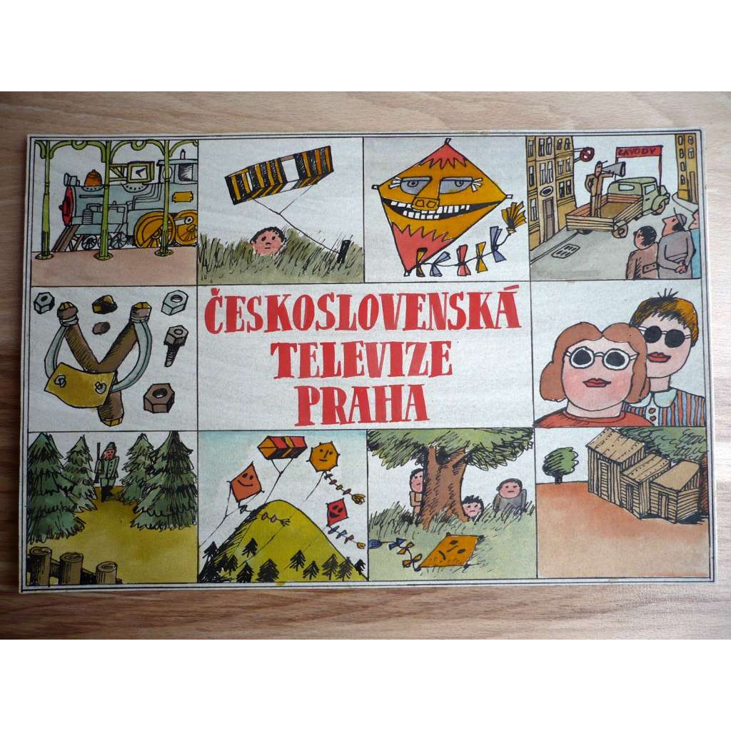 Československá televize Praha (Petr Poš , originál akvarel, televizní titulky, razítko ČST)