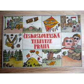 Československá televize Praha (Petr Poš , originál akvarel, televizní titulky, razítko ČST)
