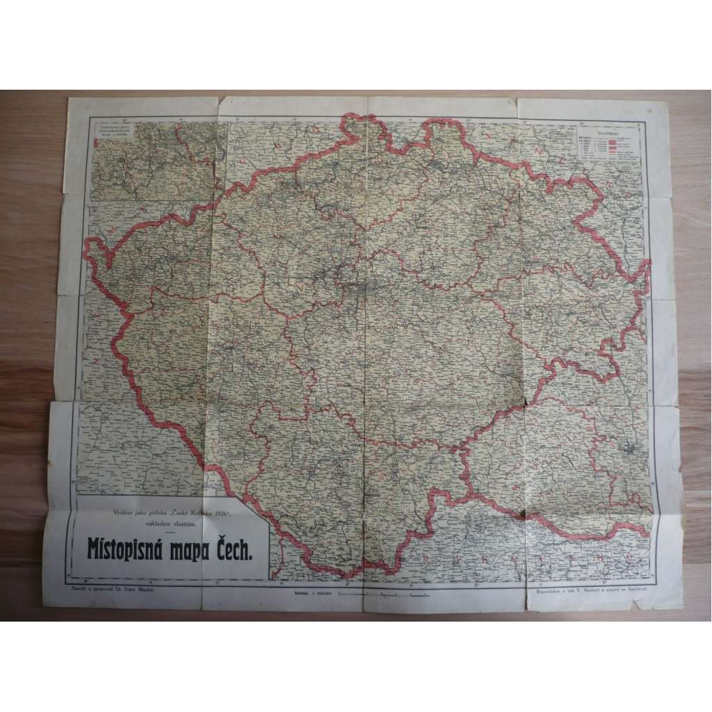 Místopisná mapa - Čechy 1926